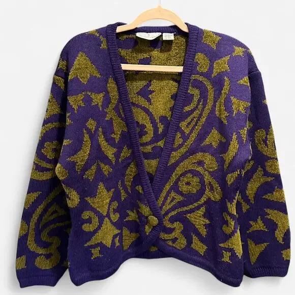 Vintage 90s Weathervane Baroque Knit Sweater M Fran Drescher Nanny - Picture 4 of 8